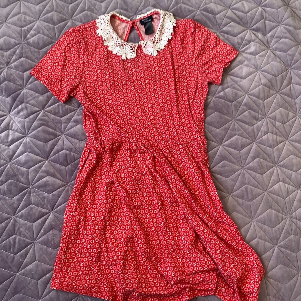 Lace collar floral skull dress, size L